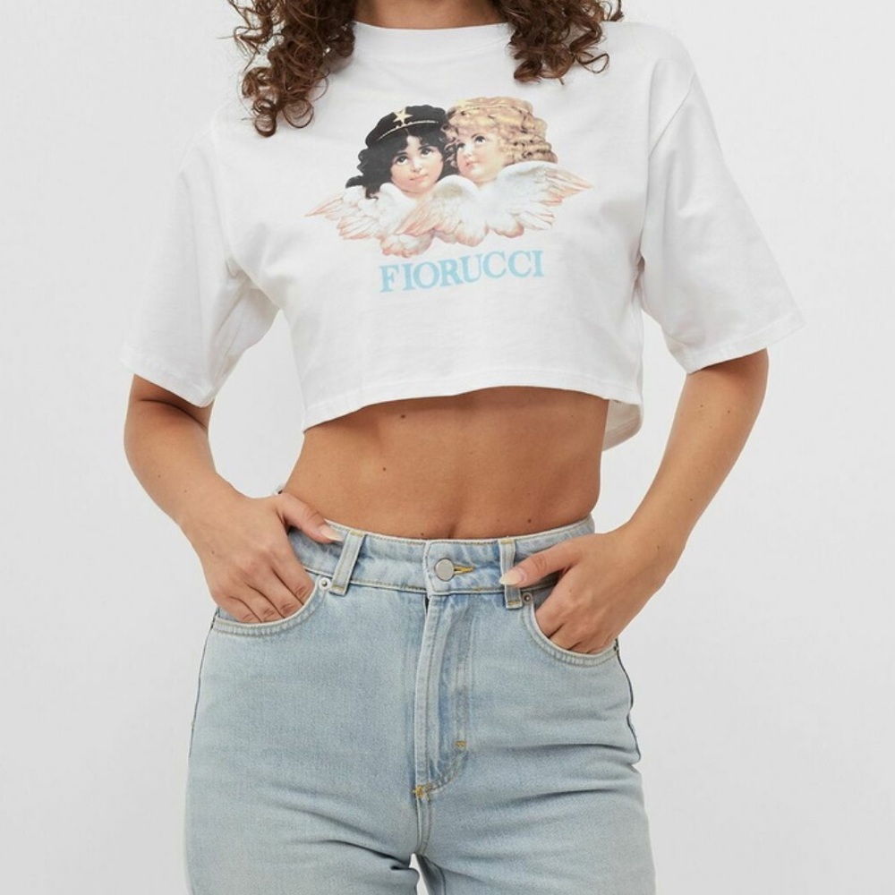 Fiorucci Vintage Angels Cropped Tee White Shortsleeves